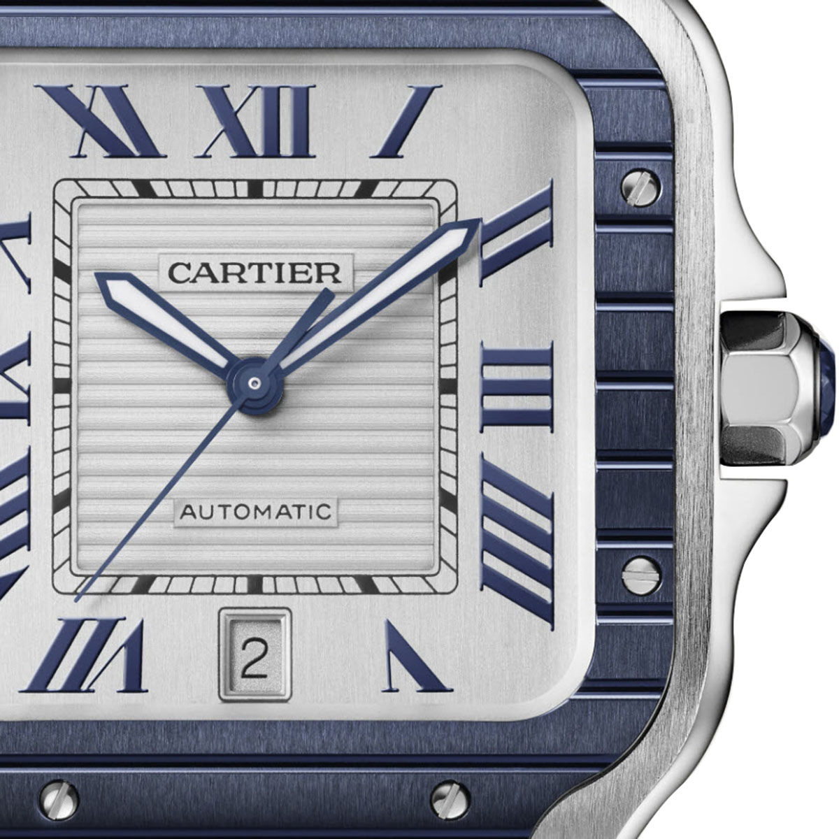 Cartier Santos de Cartier 39.8mm Large Watch, Grey Striated Dial