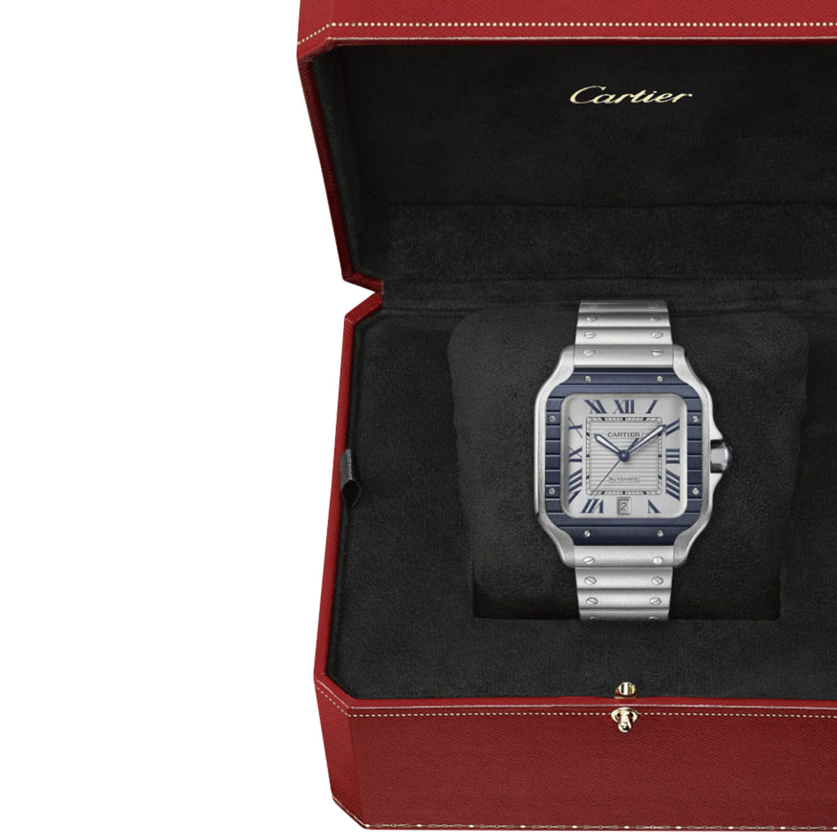 Cartier Santos de Cartier 39.8mm Large Watch, Grey Striated Dial