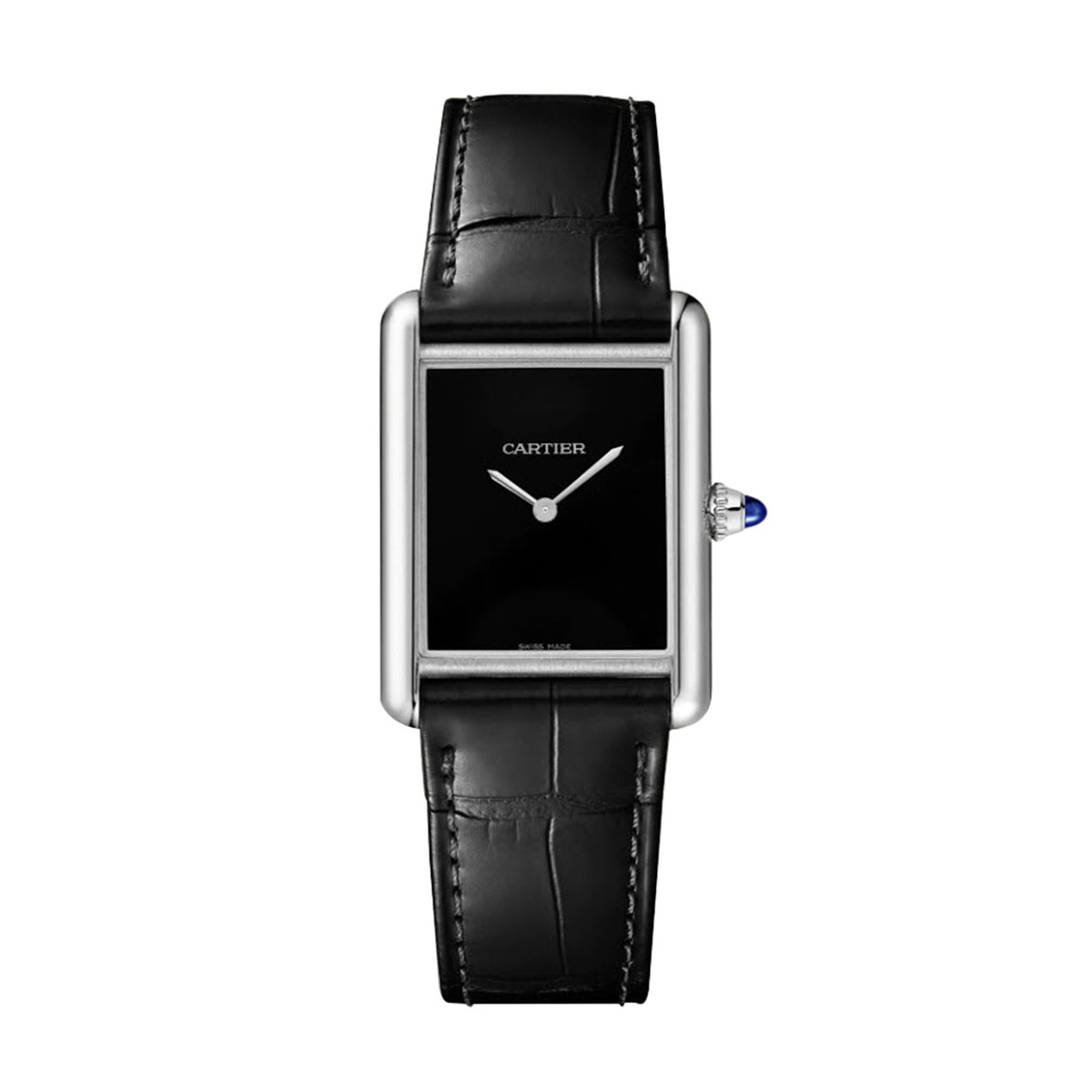 Cartier Tank Must de Cartier 33.7mm Watch, Black Lacquered Dial