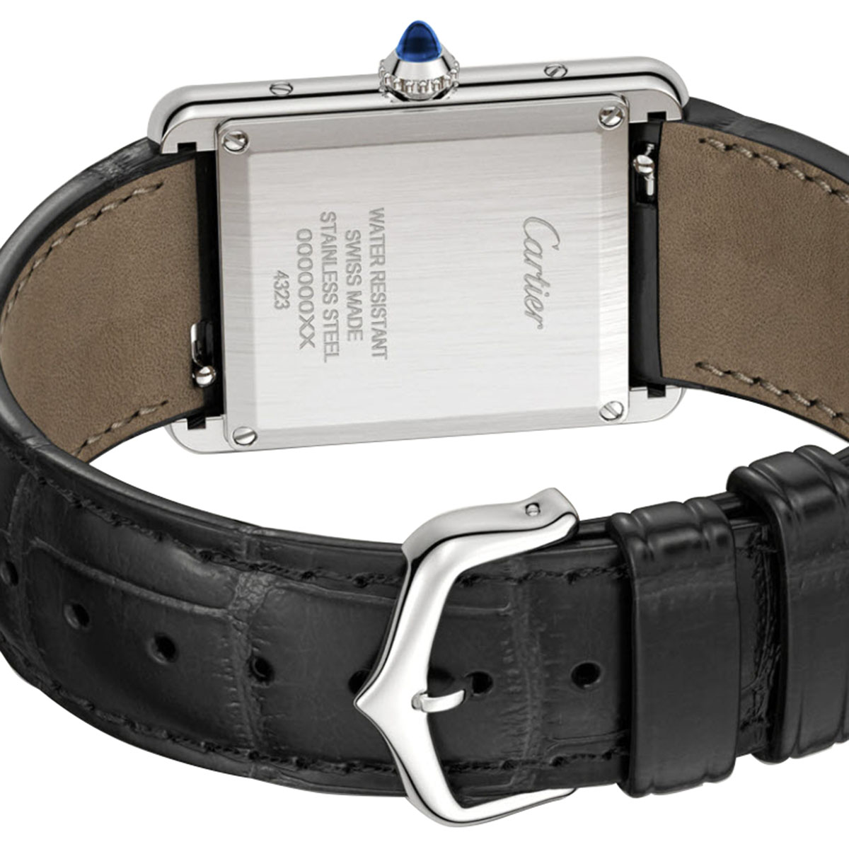 Cartier Tank Must de Cartier 33.7mm Watch, Black Lacquered Dial