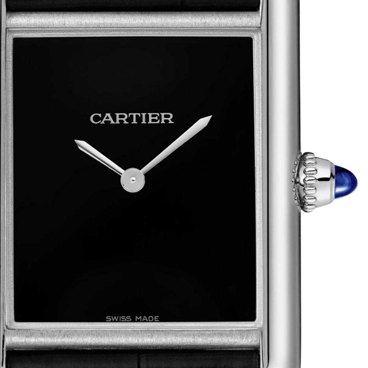 Cartier Tank Must de Cartier 33.7mm Watch, Black Lacquered Dial