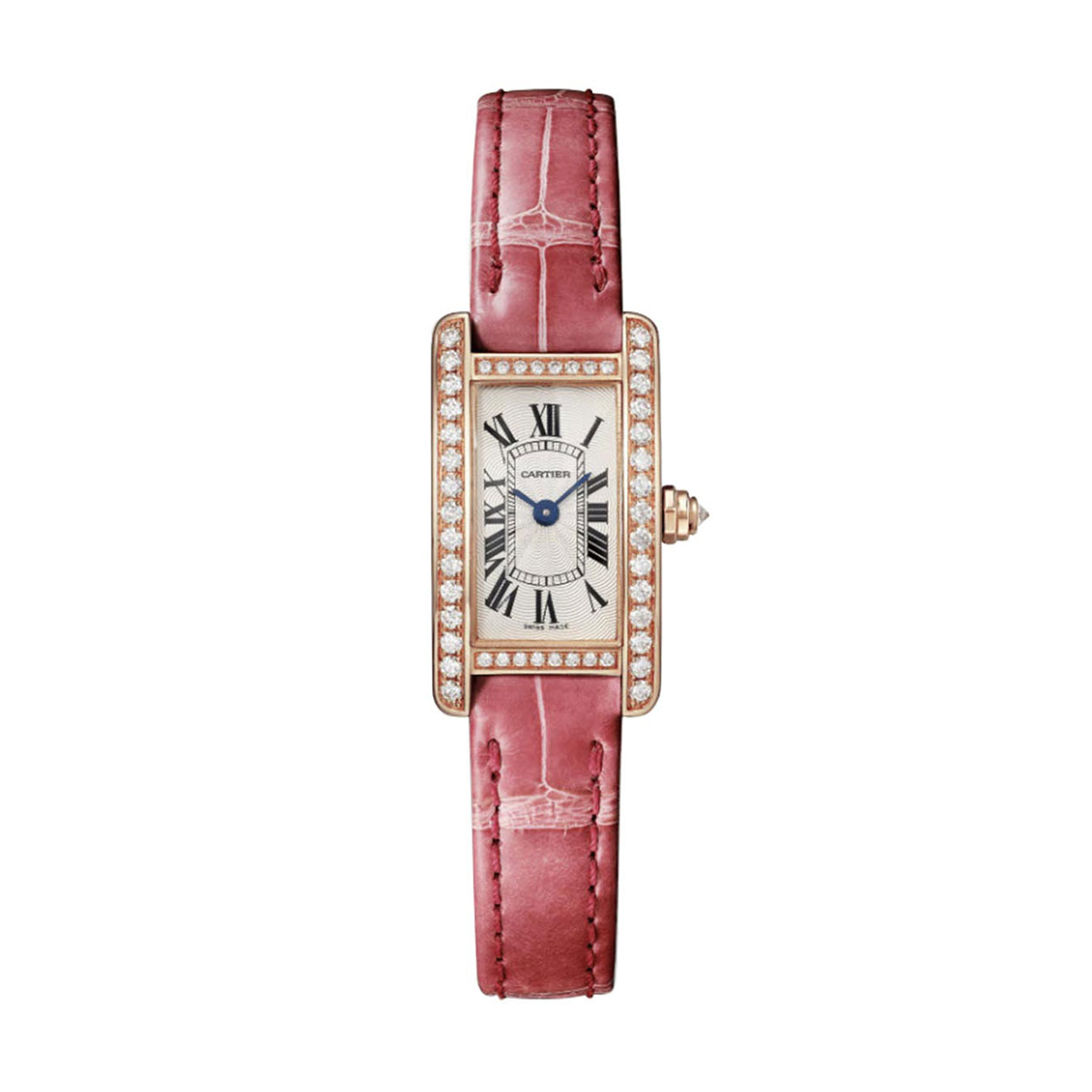 Cartier Tank Americaine Mini 27mm Watch, Diamond and Rose Gold Dial