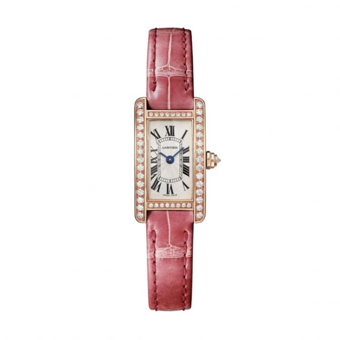 Cartier Tank Americaine Mini 27mm Watch, Diamond and Rose Gold Dial