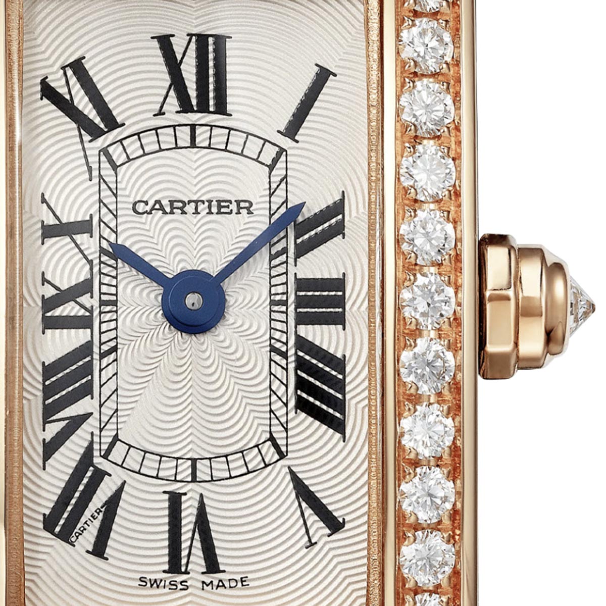 Cartier Tank Americaine Mini 27mm Watch, Diamond and Rose Gold Dial