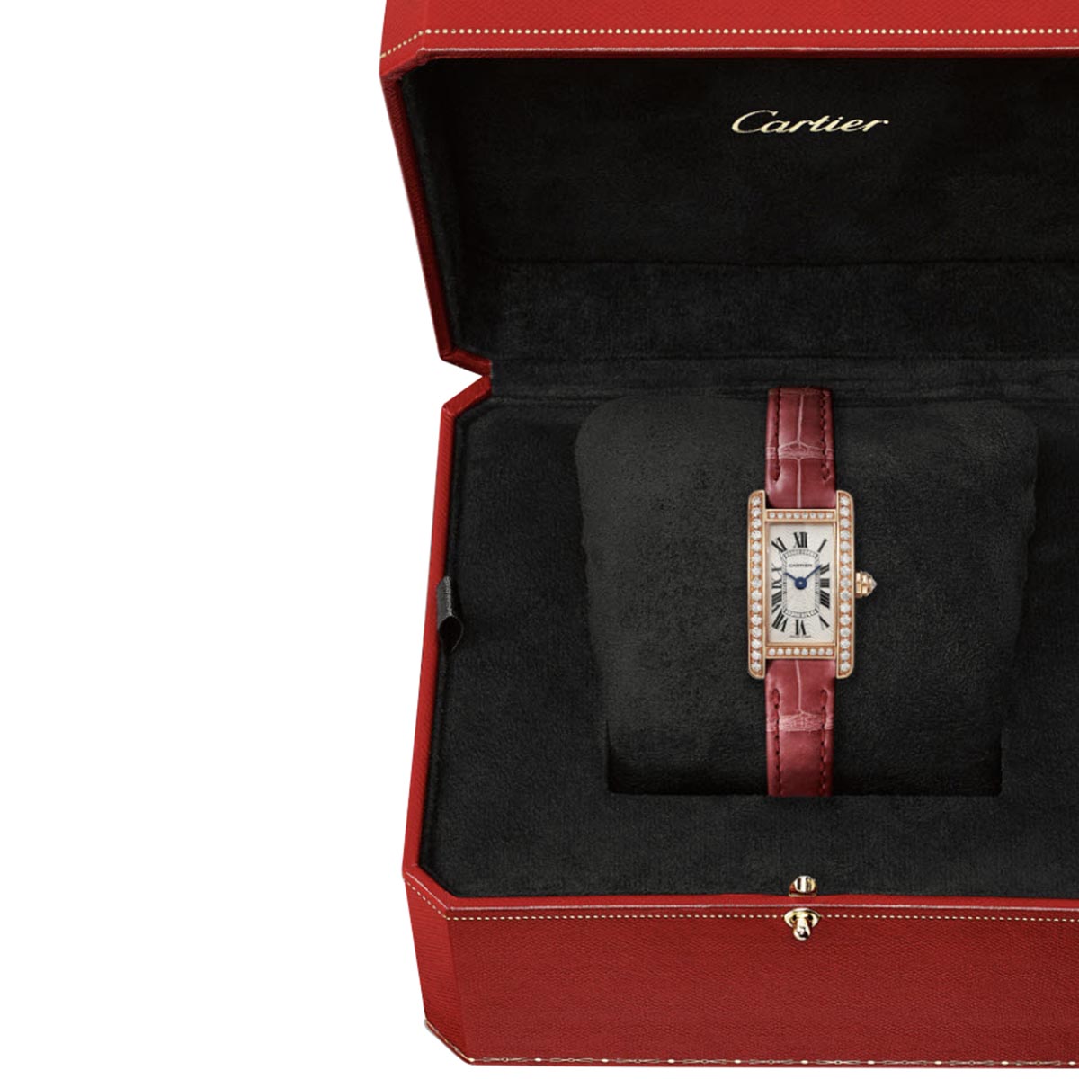 Cartier Tank Americaine Mini 27mm Watch, Diamond and Rose Gold Dial