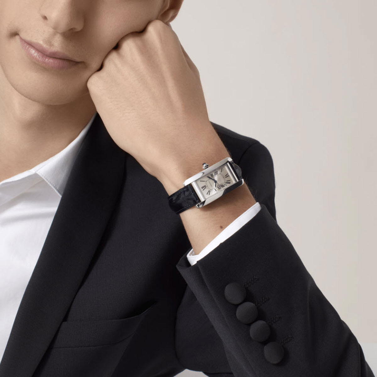 Cartier Tank Americaine 41.6mm Medium Watch, Silver Dial