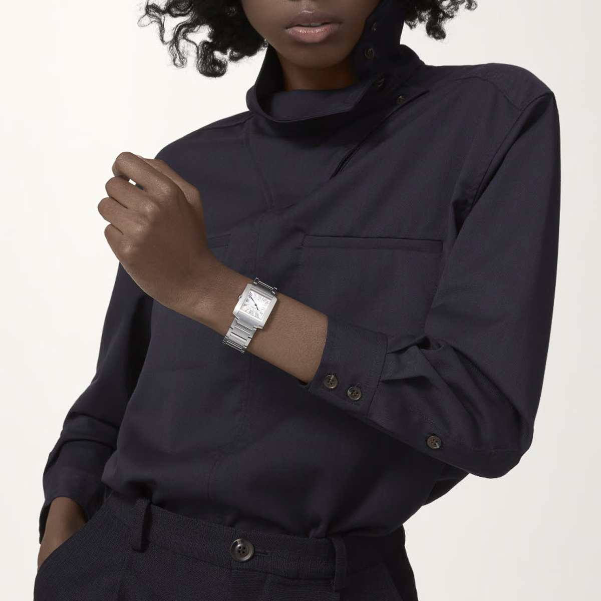 Cartier Tank Francaise Medium 32mm x 27mm Watch, Silvered Dial