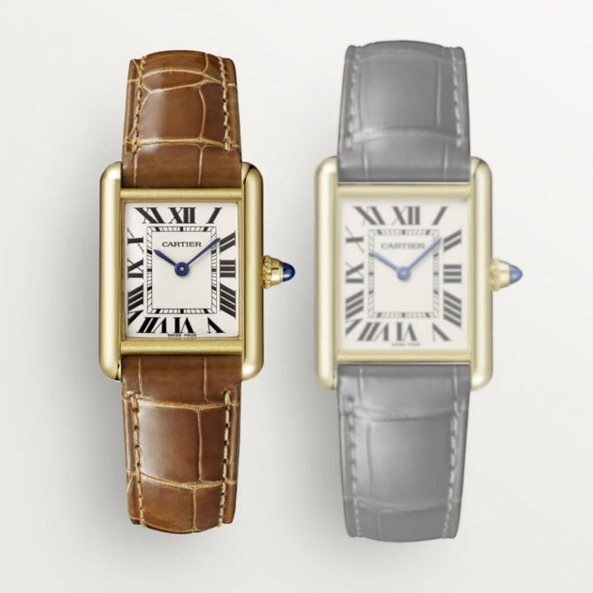 Cartier Tank Louis Small Yellow Gold Brown Strap Ladies Watch W1529856 Card