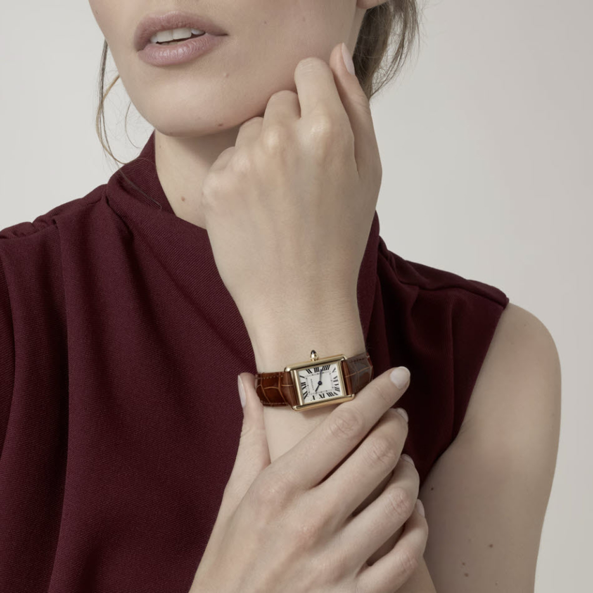 Cartier Tank Louis Cartier 29.5mm x 22mm Watch, Silver Grained Dial