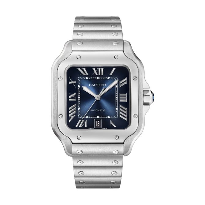 Cartier Santos 39.8mm Watch, Blue Dial