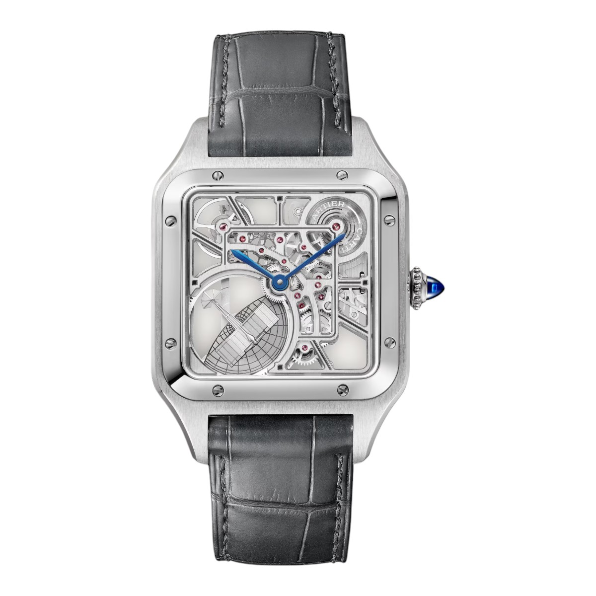 Cartier Santos Dumont Micro Rotor 31mm Watch, Silvered Skeleton Dial