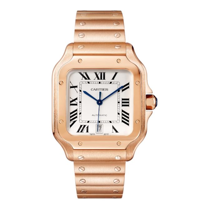 Cartier Santos 39.8mm Watch, Silver Dial