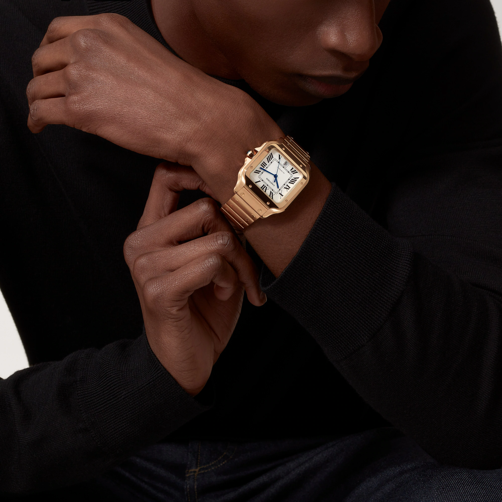 Cartier Santos 39.8mm Watch, Silver Dial