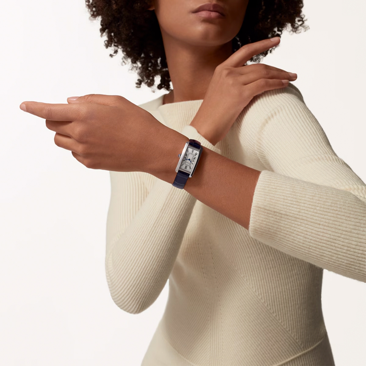 Cartier Tank Americaine 35.4mm x 19.4mm Watch, Silver Dial