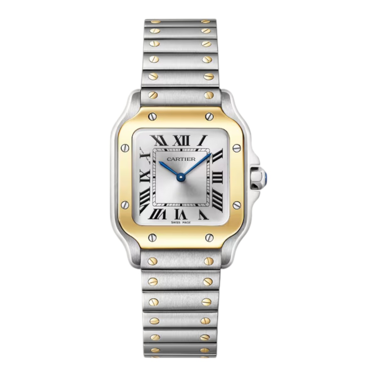 Cartier Santos 27mm x 34.5mm Watch, Yellow Gold and Silver Dial