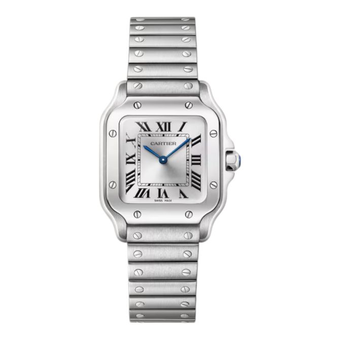 Cartier Santos 27mm x 34.5mm Watch, Silver Dial