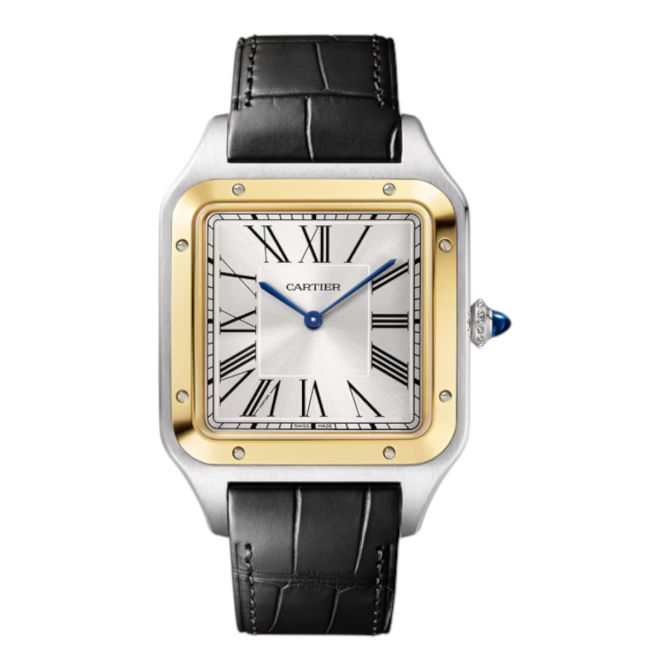 Cartier Santos- Dumount 46.6mm x 33.9mm Watch, Grey Strap with Silver Dial