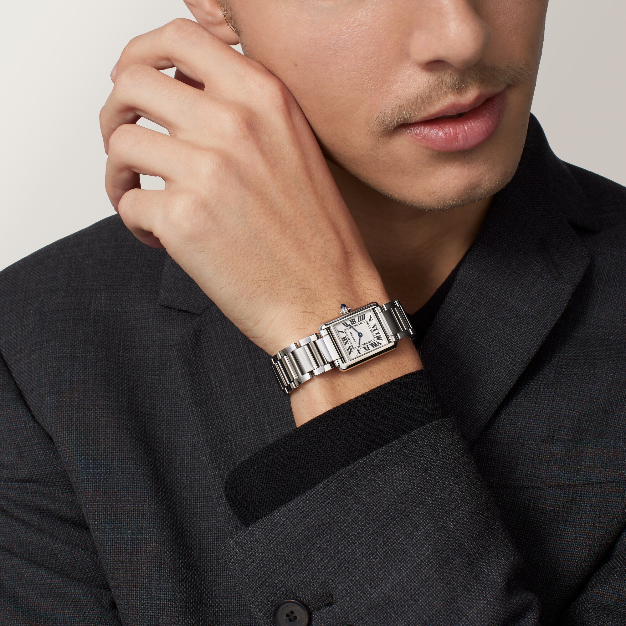 Cartier Must Solarbeat Tank 29.5mm x 22mm Watch, Silvered Dial