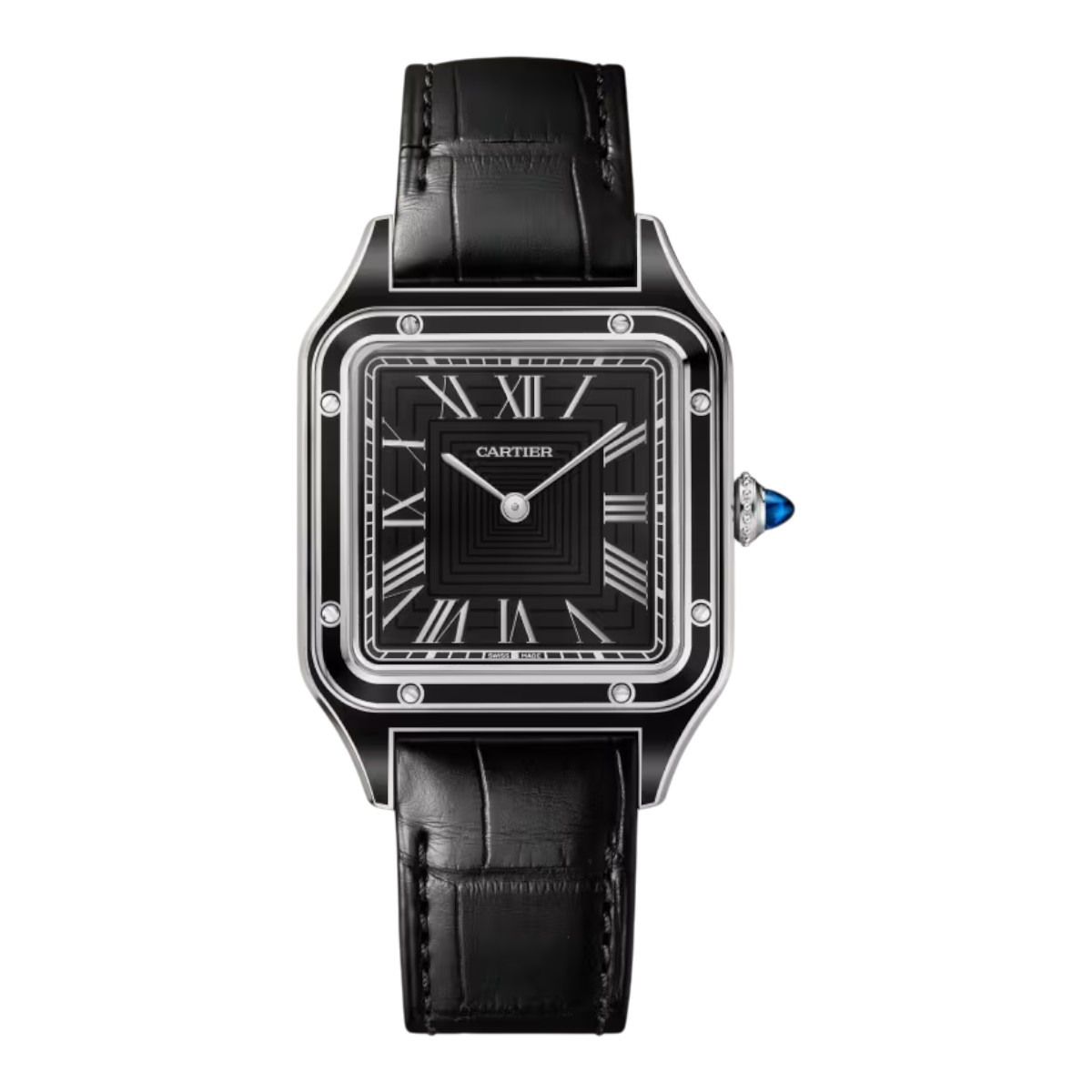 Cartier Santos Dumont 43.5mm x 31.4mm Watch, Black Dial