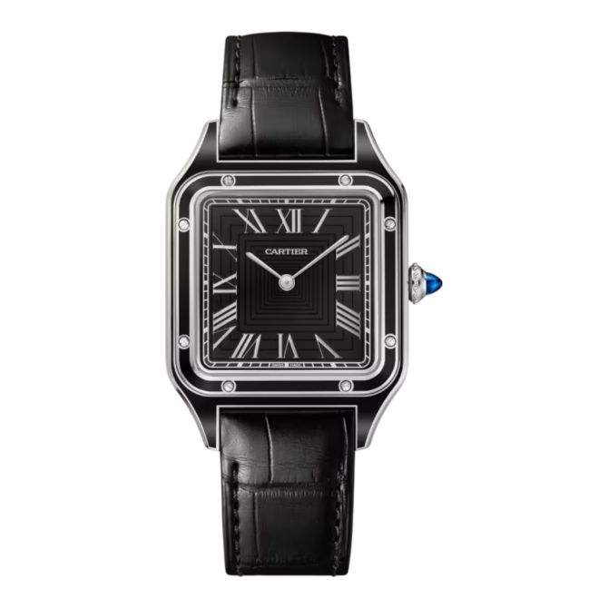 Cartier Santos Dumont 43.5mm x 31.4mm Watch, Black Dial