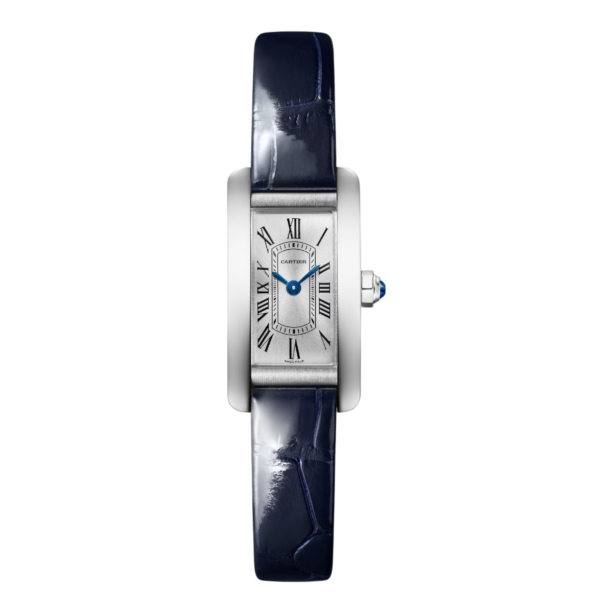 Cartier Tank Americaine 28mm x 15.2mm Watch, Silver Sunray Dial