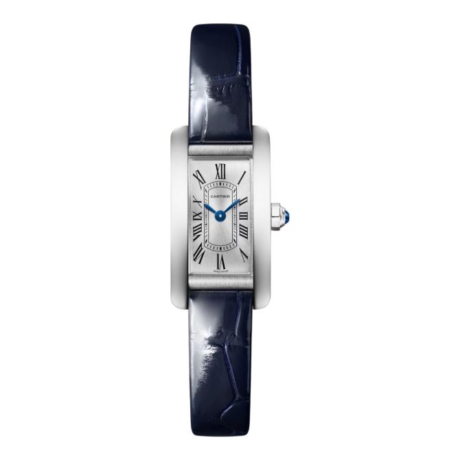 Cartier Tank Americaine 28mm x 15.2mm Watch, Silver Sunray Dial