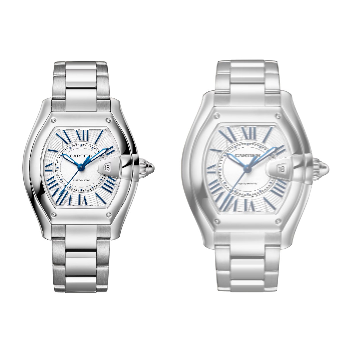 Cartier Roadster Medium 42.5mm x 34.92mm Men's Watch, White Dial