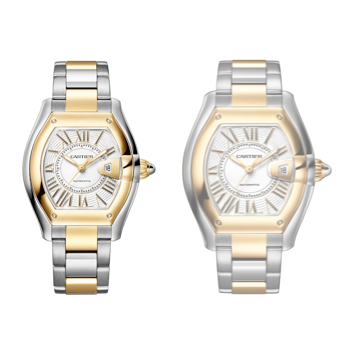 Cartier Roadster 42.5mm x 34.9mm Men's Watch, White Dial