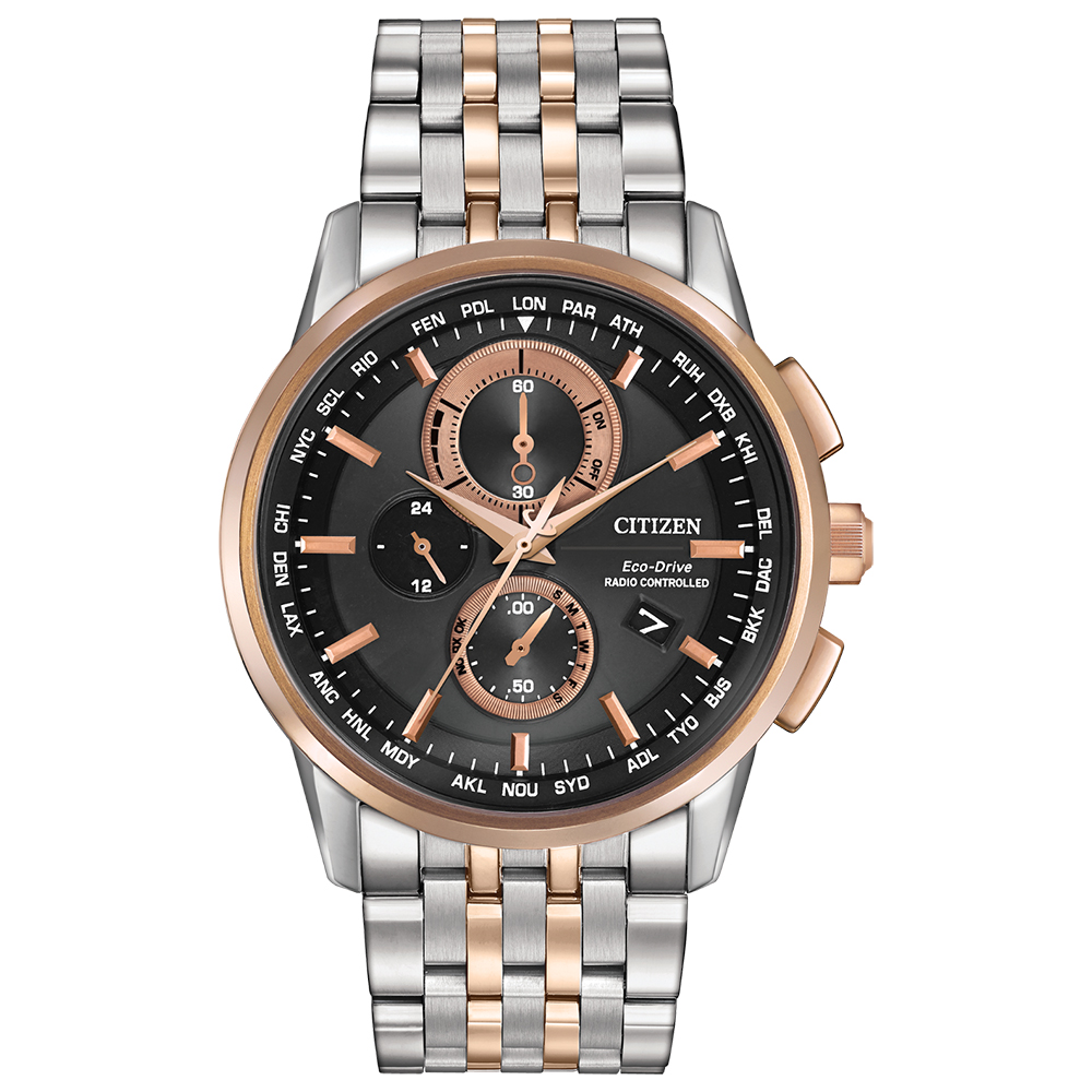 citizen chronograph men's two tone bracelet watch