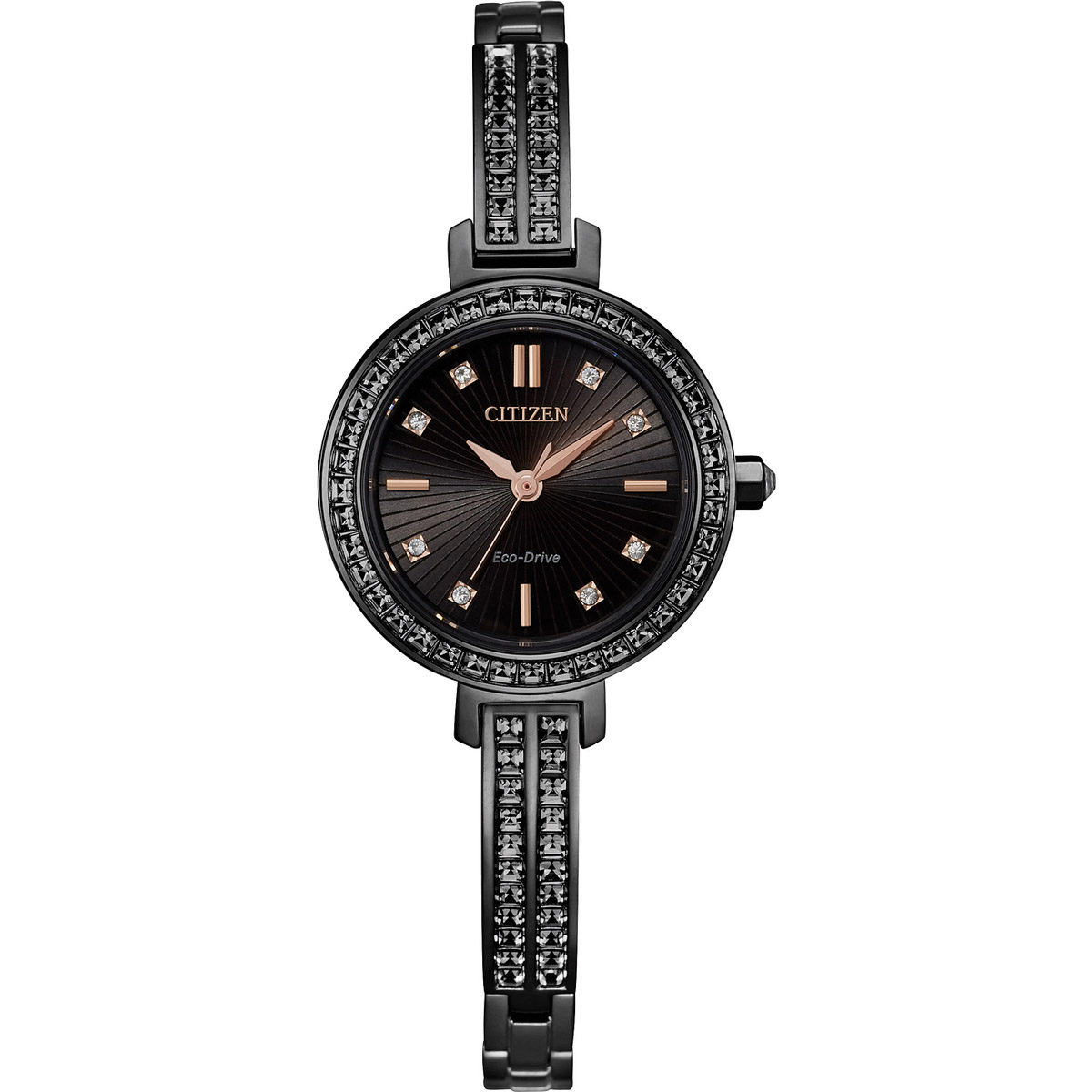 Citizen Silhouette Crystal 25mm Women's Watch, Black and Rose Gold Dial