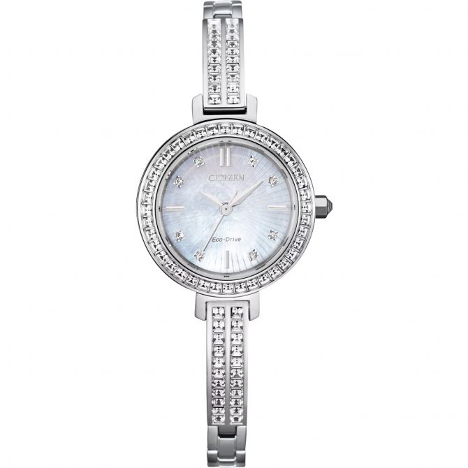 Citizen Silhouette Crystal 25mm Women's Watch, White and Silver Dial