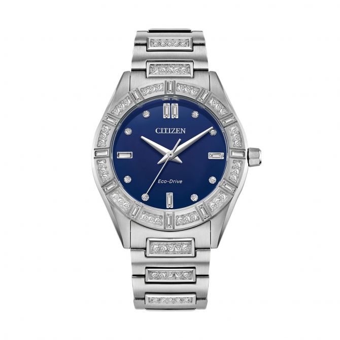 Citizen Silhouette Crystal 34mm Watch, Crystal and Navy Dial