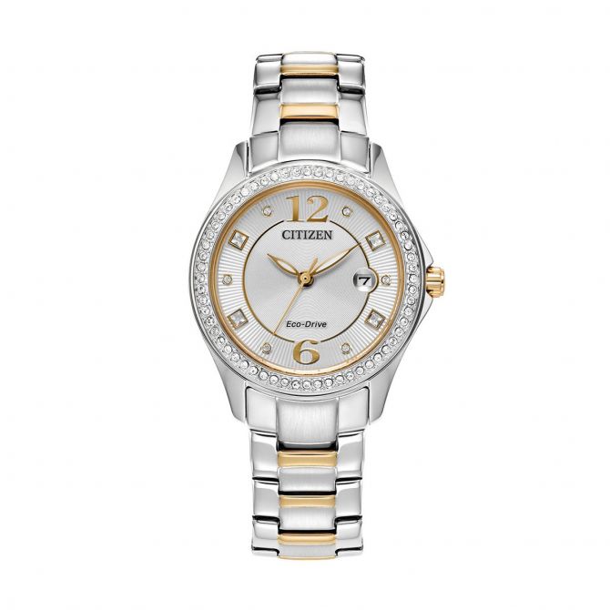 Citizen Crystal 30mm Watch, Silver and Gold Tone Dial
