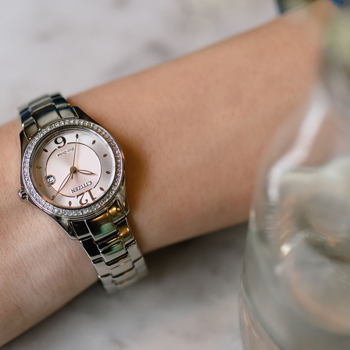 Citizen Silhouette Crystal 30mm Women's Watch, Pink Dial