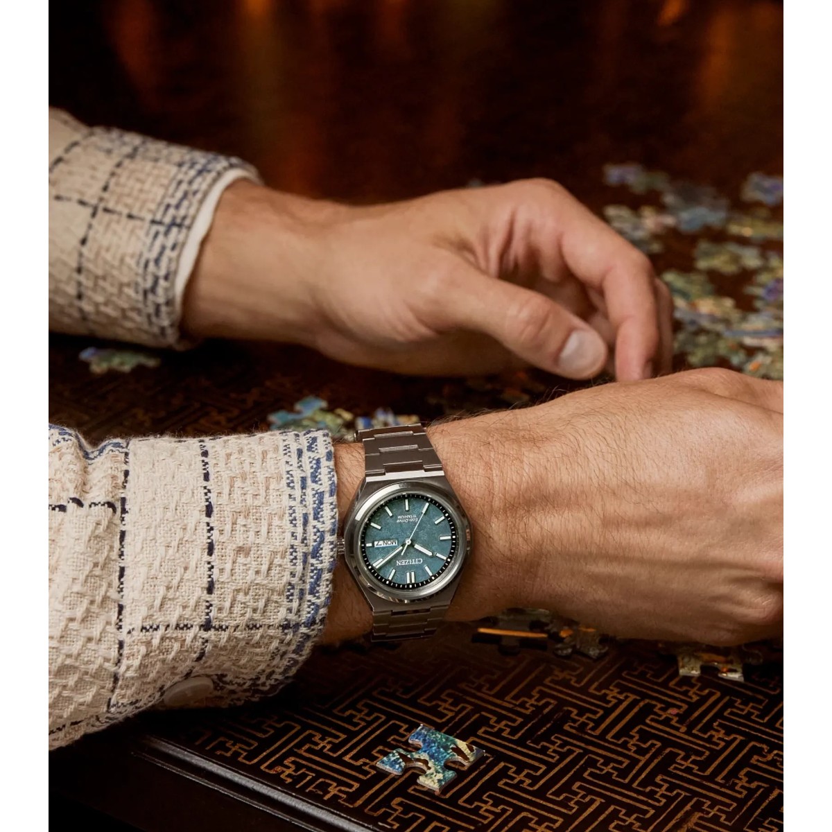 Citizen Super Titanium Zenshin Three-Hand 39mm Men's Watch, Green Dial