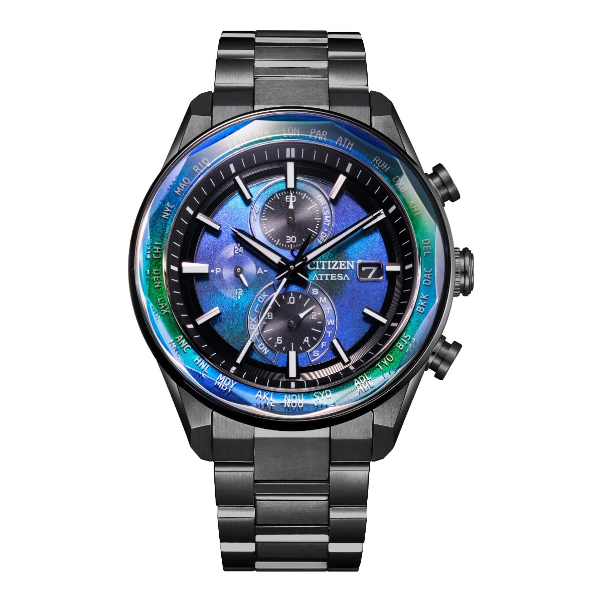 Citizen Attesa 42mm Women's Watch, Blue and Green Dial