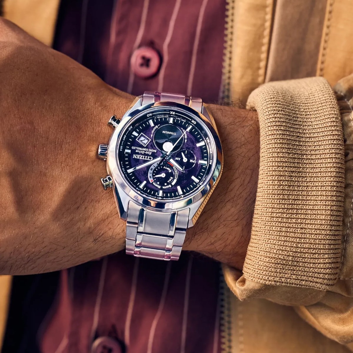 Citizen Tsuki-yomi A-T 43mm Men's Watch, Purple Dial