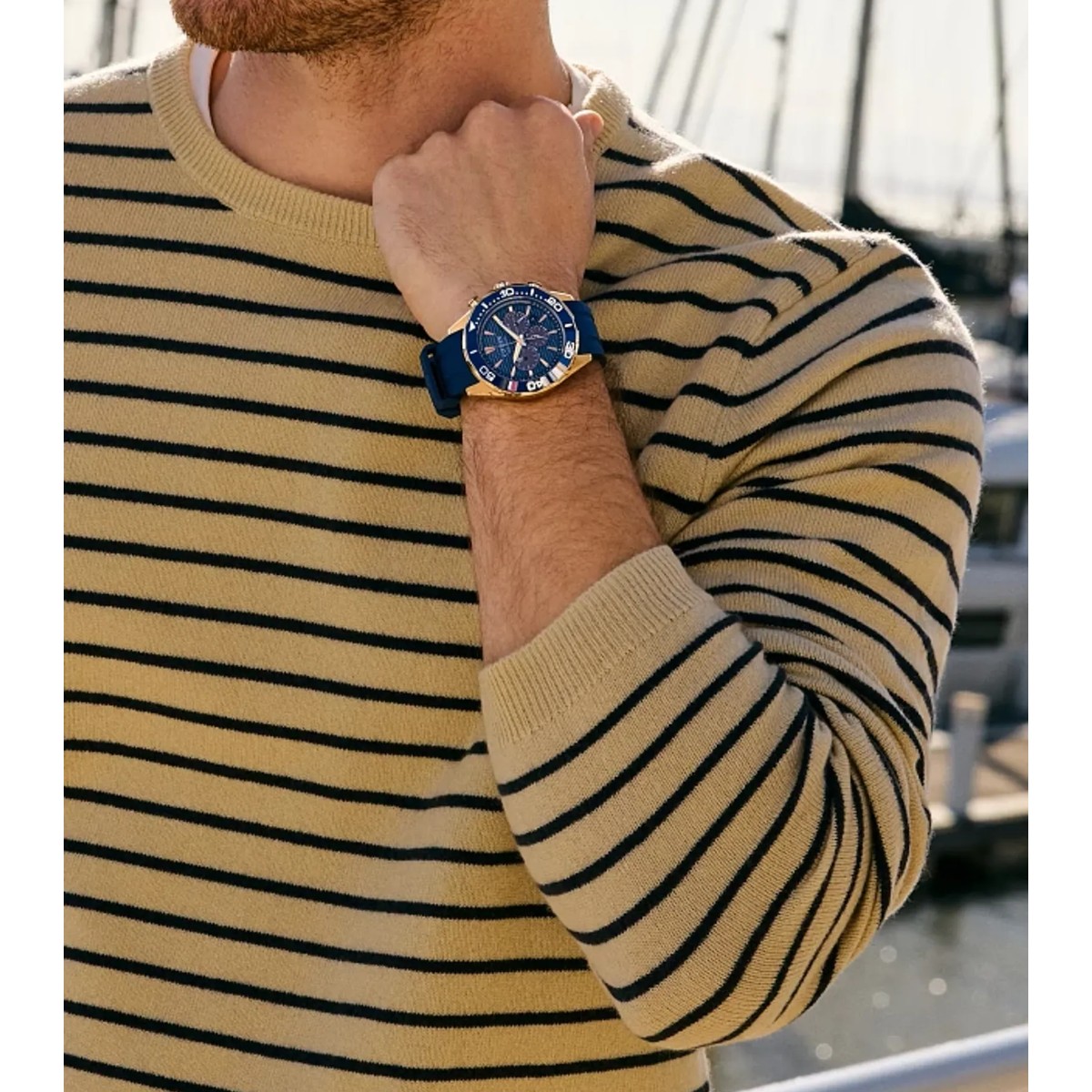 Citizen Endeavor Chronograph 43mm Men's Watch, Blue Dial and Blue Rubber Bracelet