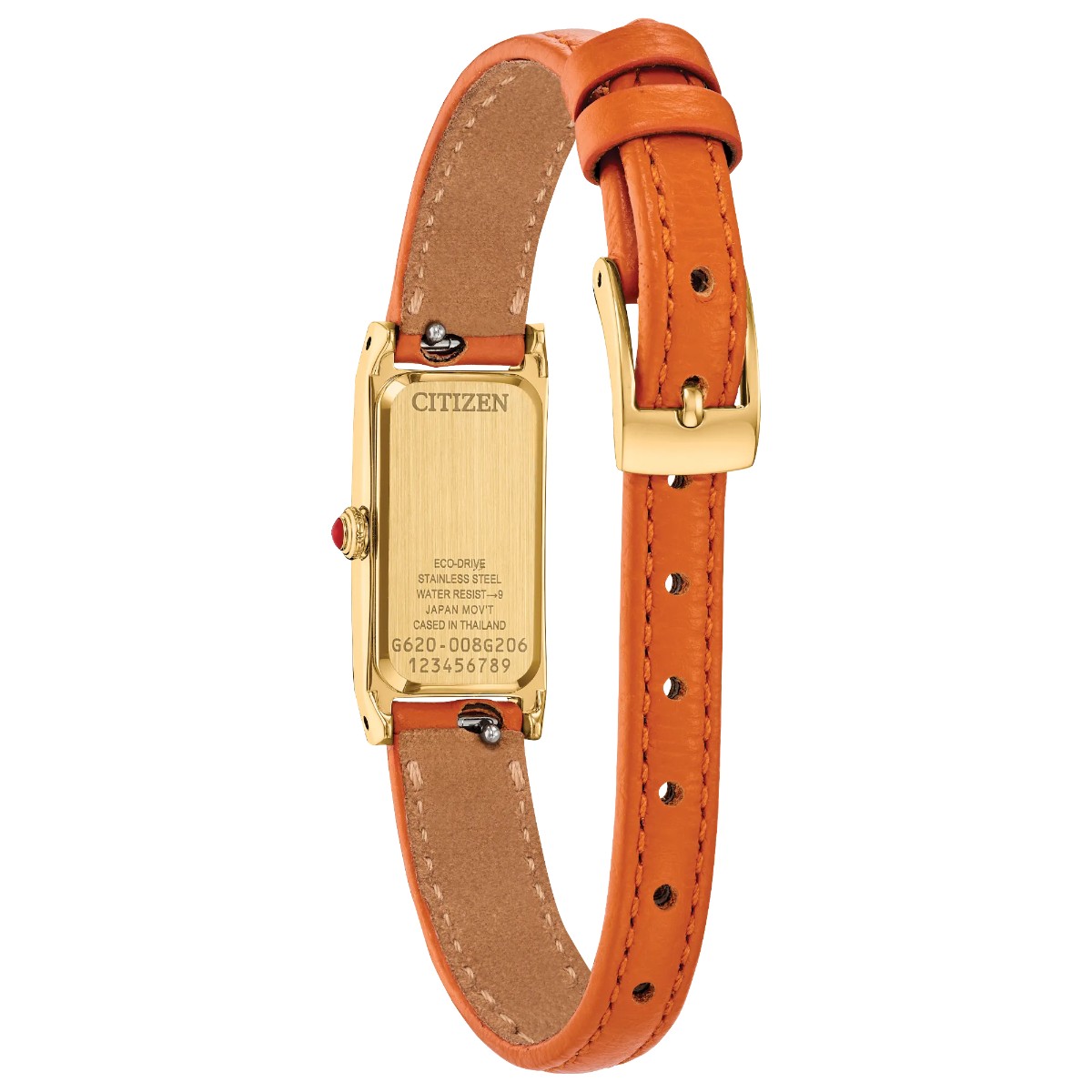 Citizen Fio 14.3 x 30.7mm Women's Watch, White Dial with Orange Leather Strap