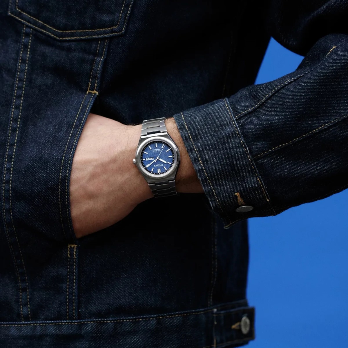 Citizen Zenshin Three-Hand 39mm Watch, Blue Dial