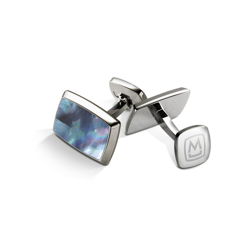 M-Clip Gray/Blue Mother of Pearl Tapered Rectangle Cufflink