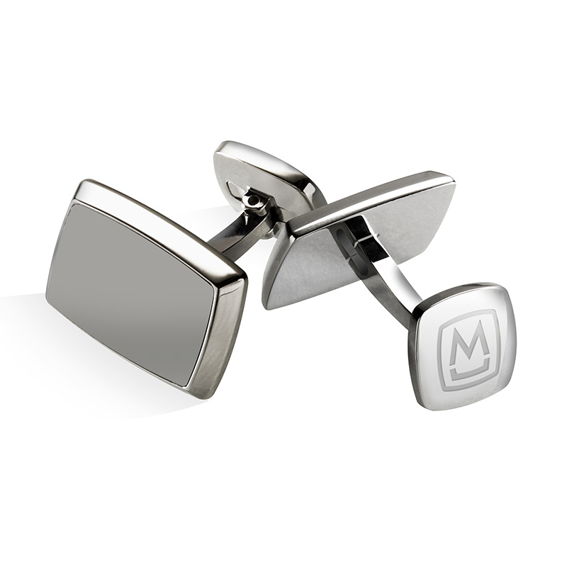 M-Clip  Brushed Stainless Tapered Rectangle Cufflinks