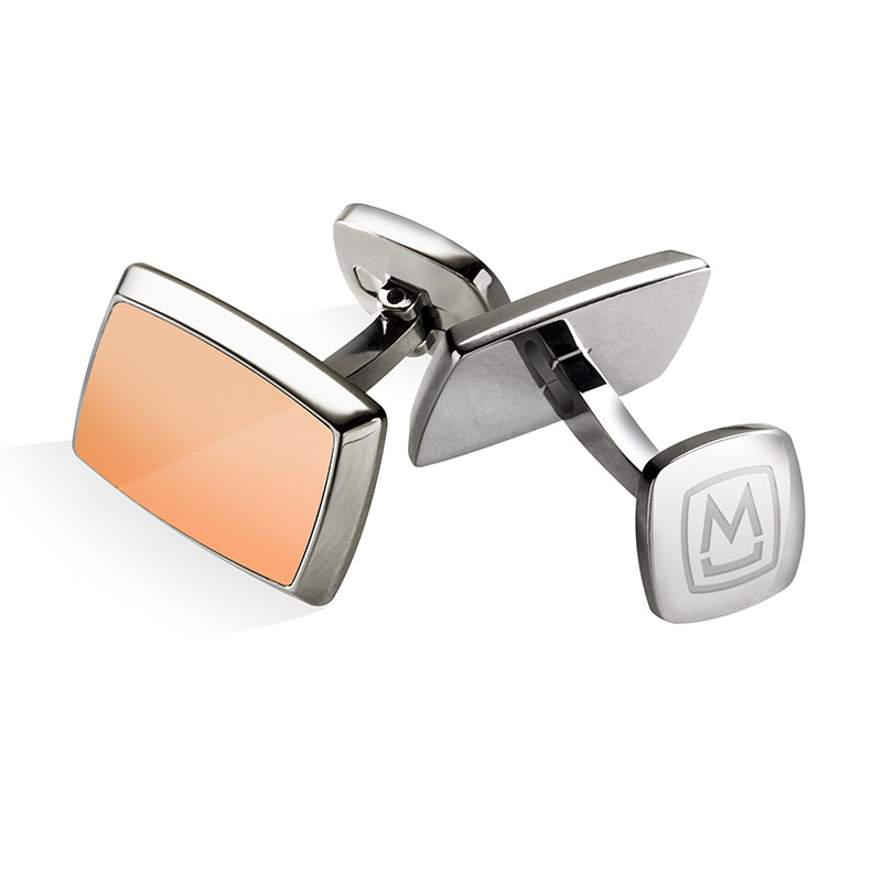 M-Clip Rose Gold Tone Inlay Tapered Rectangle Cufflink