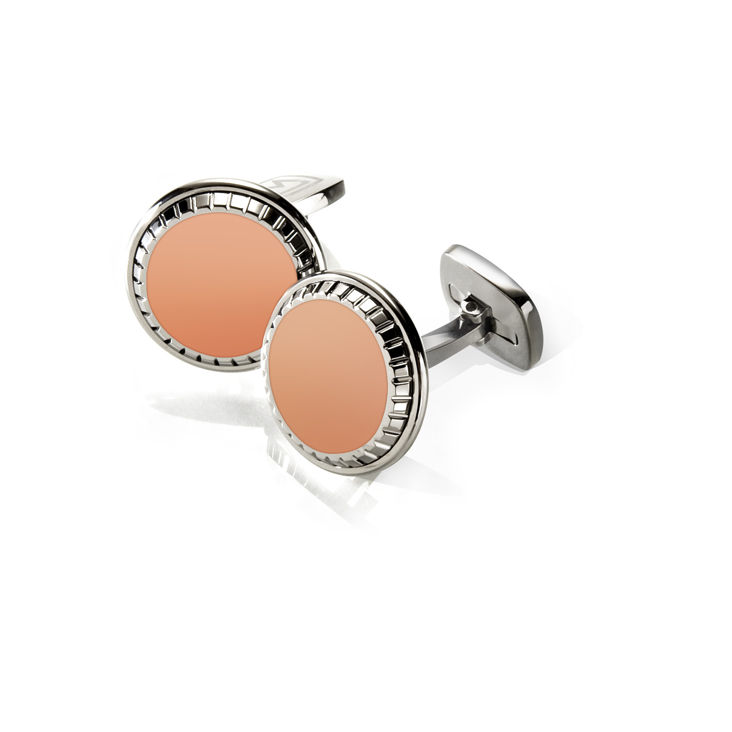 M-Clip Rose Gold Inlay Carved Round Cufflinks