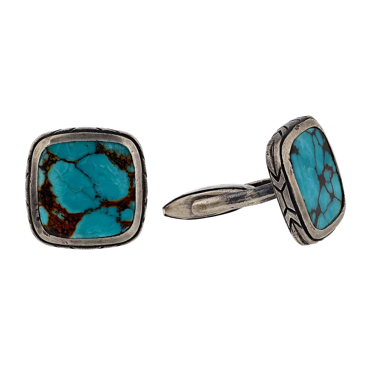 John Varvatos Sterling Silver Turquoise Square Cufflinks