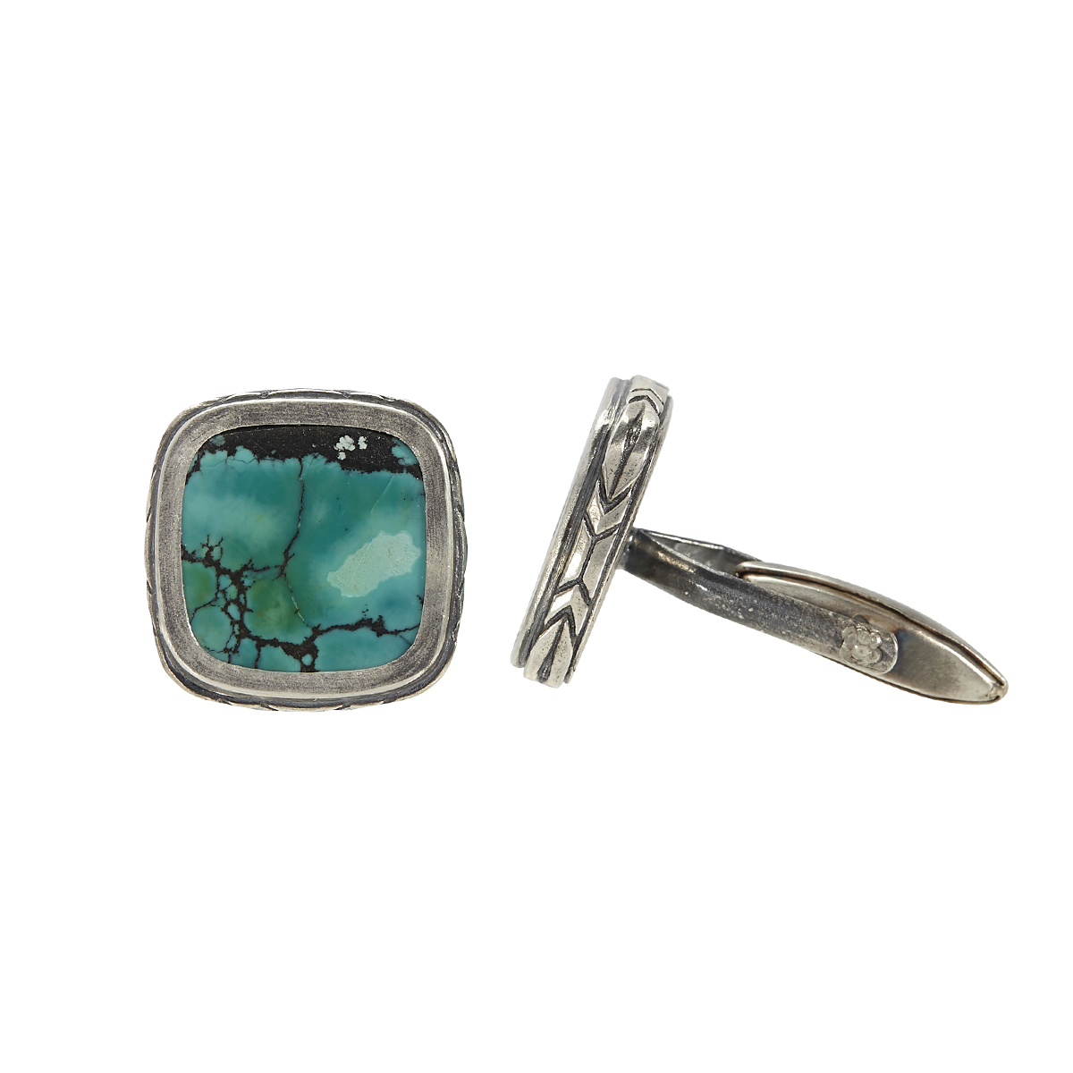 John Varvatos Sterling Silver Turquoise Square Cufflinks