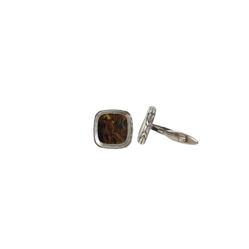 John Varvatos Sterling Silver Pietersite Square Cufflinks Borsheims