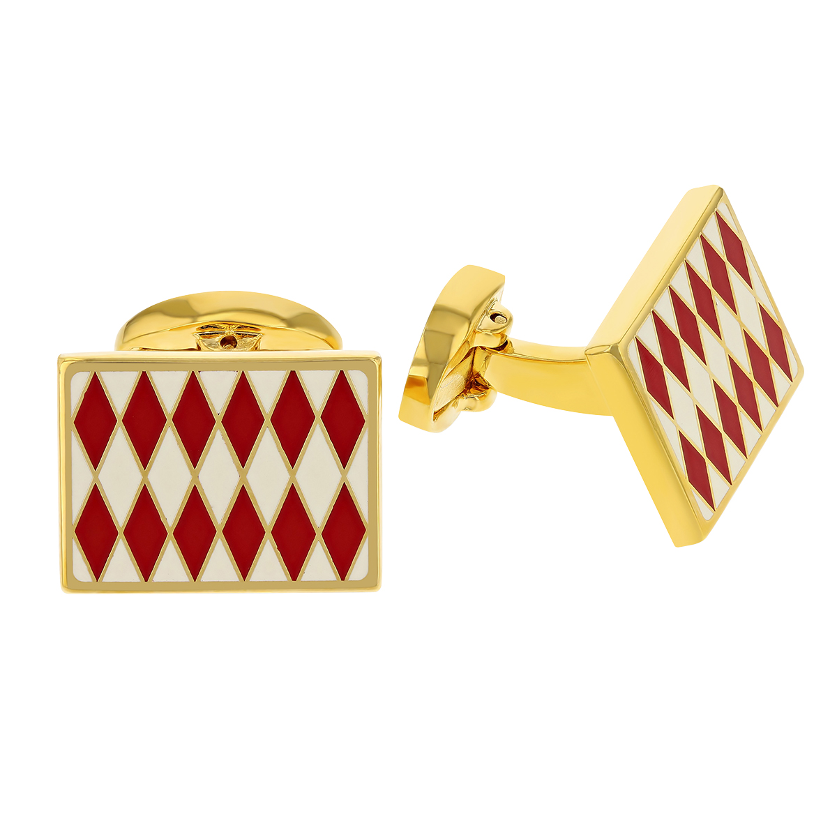 Halcyon Days Parterre Red Cream & Gold Cufflinks