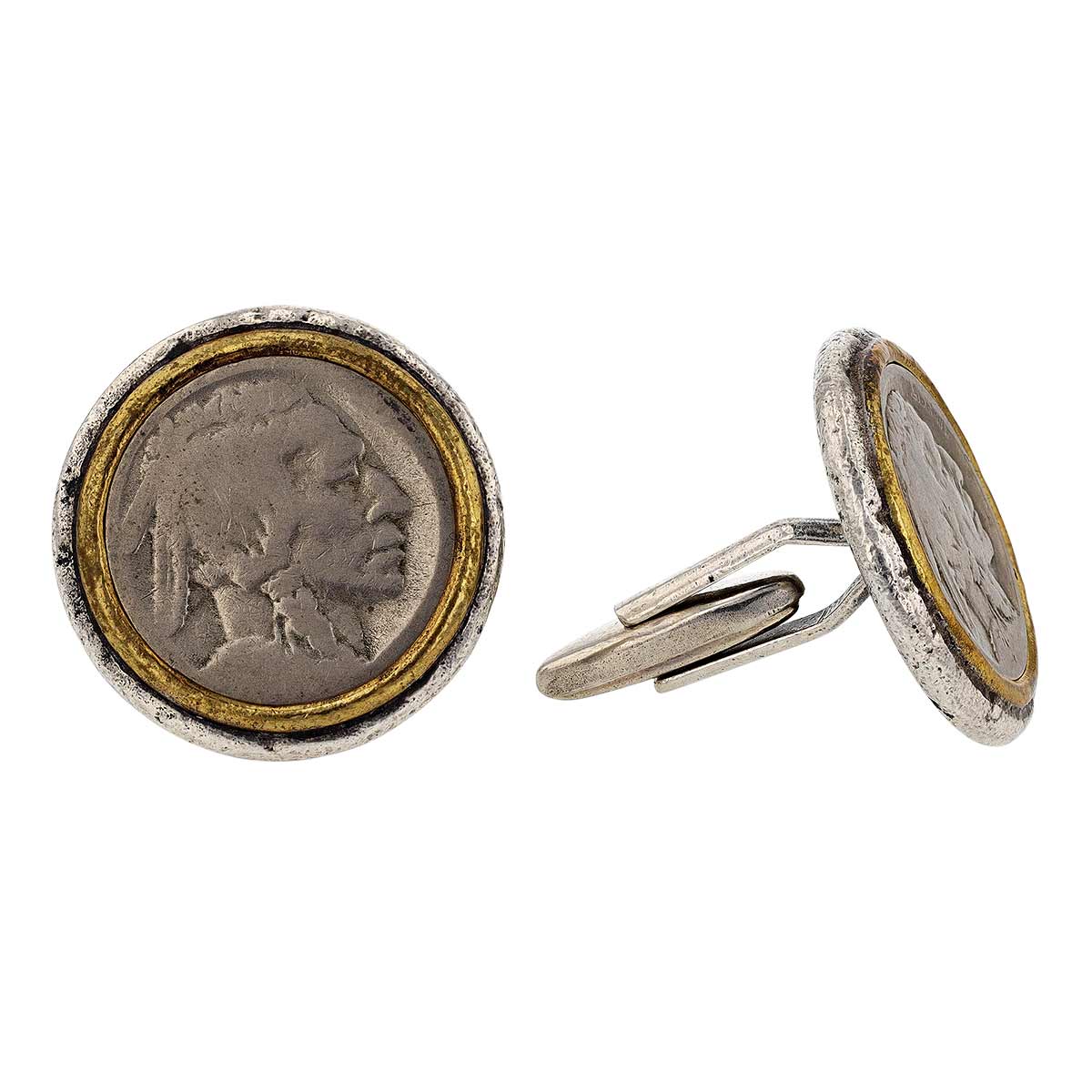 John Varvatos Silver & Brass Buffalo Nickel Cufflinks