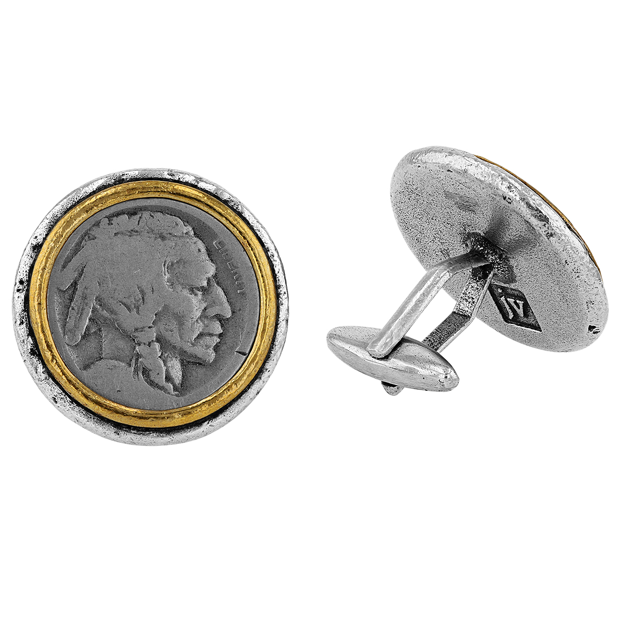John Varvatos Silver & Brass Buffalo Nickel Cufflinks